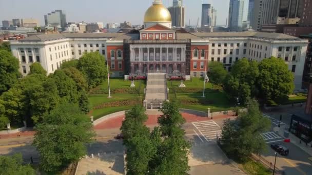 Boston Massachusetts State House Aerial View Belváros Massachusetts — Stock videók