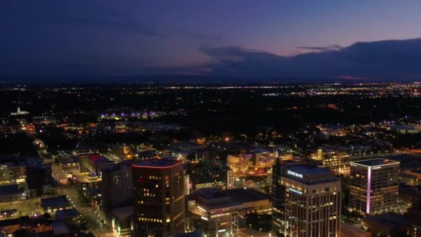 Boise Night Aerial View Idaho Downtown City Lights — Stock video