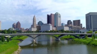 Columbus, Hava Manzarası, Scioto Nehri, Ohio, Şehir Merkezi