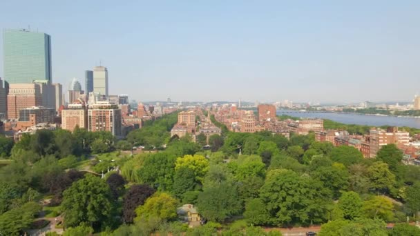 Boston Public Garden Aerial Flying Back Bay East Massachusetts — Video Stock