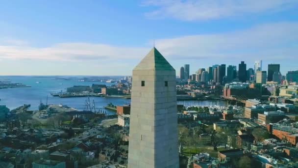 Boston Bunker Hill Monument Aerial View Massachusetts — стокове відео