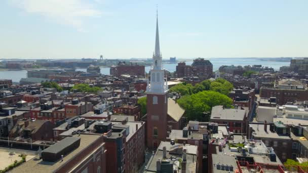 Boston Old North Church Aerial View North End Massachusetts — Stock videók