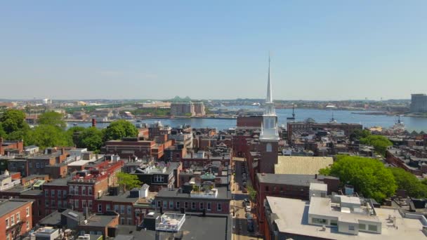 Boston Aerial View North End Old North Church Massachusetts — Stock videók