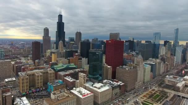 Chicago Centro Ciudad Vista Aérea Paisaje Increíble Illinois — Vídeo de stock