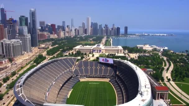 Chicago Aerial View Soldier Field Güney Yakası Illinois — Stok video