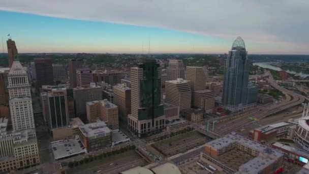 Cincinnati Downtown Ohio Verbazingwekkend Landschap Uitzicht Lucht — Stockvideo