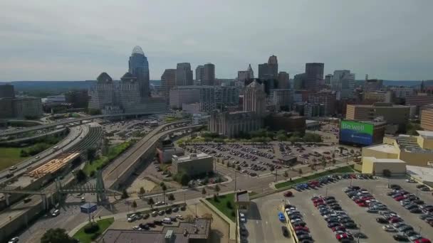 Cincinnati Downtown Fantastiskt Landskap Flygfoto Ohio — Stockvideo