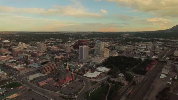 Colorado Springs Luftaufnahme Innenstadt Erstaunliche Landschaft Colorado — Stockvideo