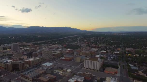 Colorado Springs Vista Aérea Colorado Centro Cidade Paisagem Incrível — Vídeo de Stock