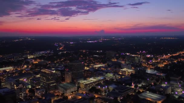Columbia Gece Güney Carolina Şehir Işıkları Şehir Merkezi Hava Görüntüsü — Stok video