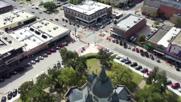Denton Aerial View Downtown Denton County Δικαστής Τέξας — Αρχείο Βίντεο