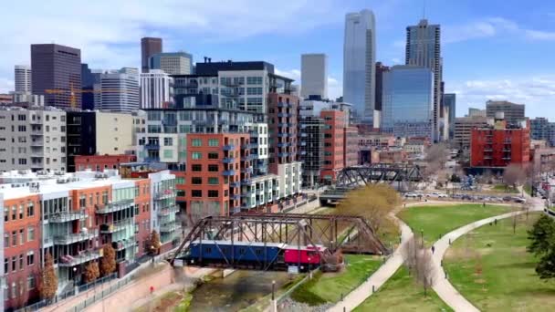 Denver Colorado Vista Aerea Centro Città South Platte River — Video Stock