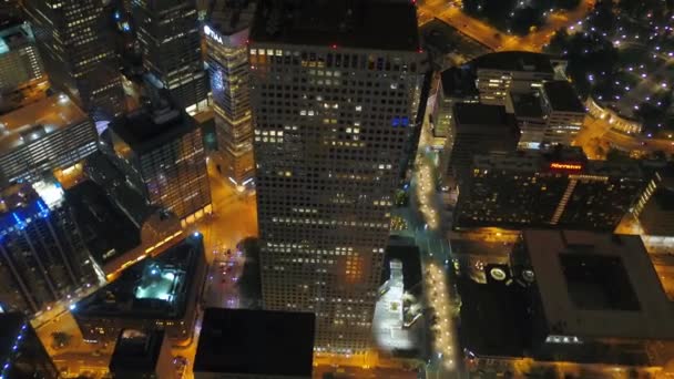 Denver Noite Vista Aérea Centro Cidade Luzes Cidade Colorado — Vídeo de Stock