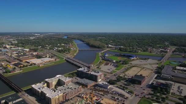 Des Moines Vista Aérea Centro Ciudad Des Moines River Iowa — Vídeo de stock