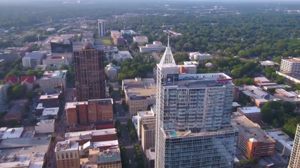 Durham Vista Aérea Carolina Del Norte Centro Ciudad Paisaje Increíble — Vídeo de stock