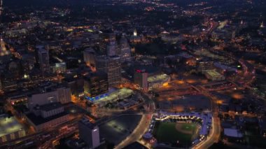 Gece Hartford, Hava Manzarası, Şehir Merkezi, Şehir Işıkları, Connecticut