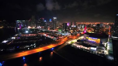 Miami Gece, Florida, Hava Manzarası, Şehir Merkezi, Şehir Işıkları