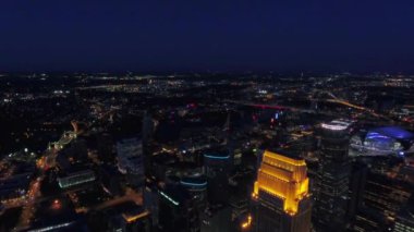 Minneapolis Gece, Şehir Merkezi, Şehir Işıkları, Hava Manzarası, Minnesota