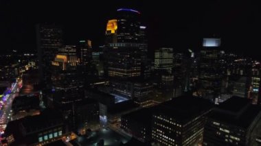 Gece Minneapolis, Minnesota, Hava Manzarası, Şehir Merkezi, Şehir Işıkları