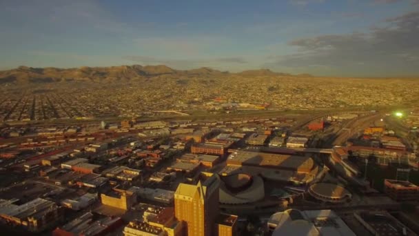 Paso Akşam Hava Manzarası Teksas Şehir Merkezi Nanılmaz Manzara — Stok video