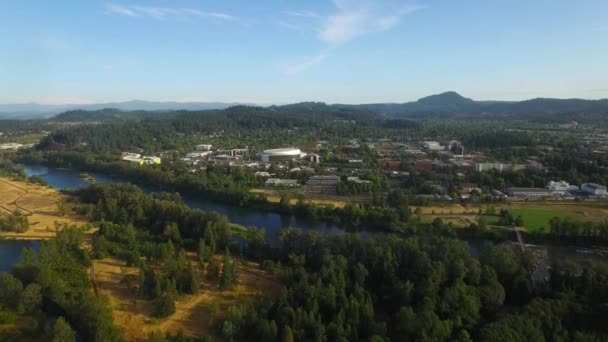 Eugene Aerial View Willamette River Harlow Oregon — Stockvideo