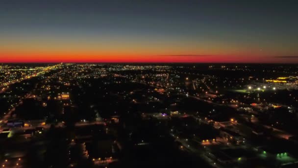 Fargo Gece Kuzey Dakota Hava Manzarası Şehir Işıkları Şehir Merkezi — Stok video