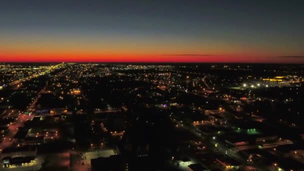 North Dakota Aerial View Downtown City Lights — 비디오