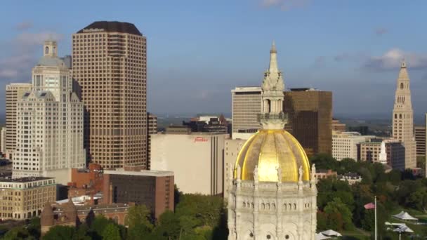 Hartford Aerial View Connecticut State Capitol Amazing Landscape Downtown — Stock video