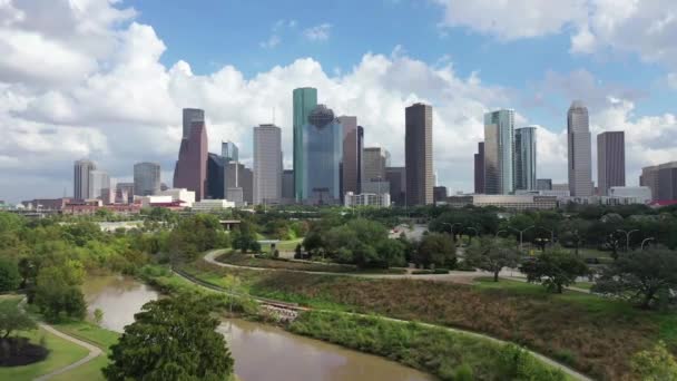 Houston Texas Centro Ciudad Vista Aérea Paisaje Increíble — Vídeos de Stock