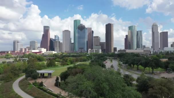 Houston Texas Innenstadt Erstaunliche Landschaft Luftaufnahme — Stockvideo