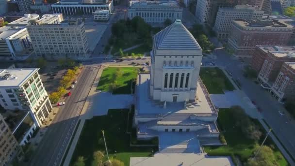 Indianapolis Indiana War Memorial Museum Aerial View Indiana — Stock videók