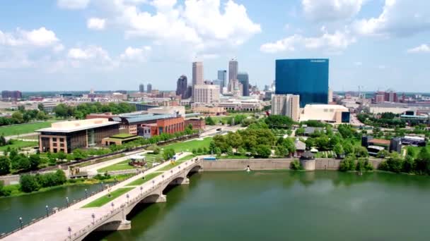 Indianapolis Aerial View Downtown Indiana White River — 비디오