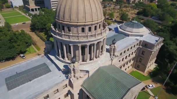 Jackson Mississippi State Capitol Vista Aérea Centro Ciudad Paisaje Increíble — Vídeos de Stock