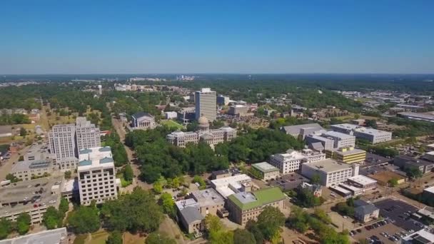 Jackson Vuelo Aéreo Sobre Capitolio Estatal Mississippi Centro Ciudad — Vídeos de Stock