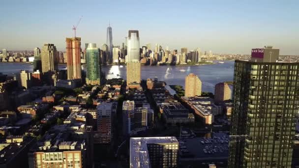 Jersey City Flygfoto New Jersey Downtown Fantastiskt Landskap — Stockvideo