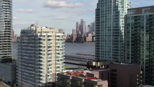 Jersey City Downtown New Jersey Aerial View Hudson River — стокове відео
