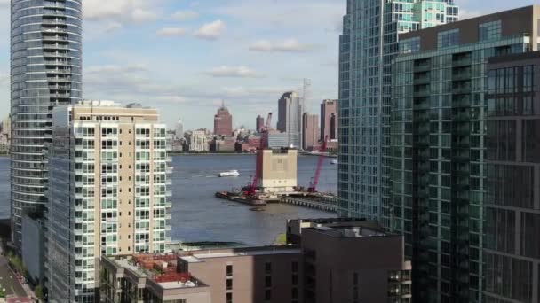 Jersey City Downtown New Jersey Hudson River Aerial View — стокове відео