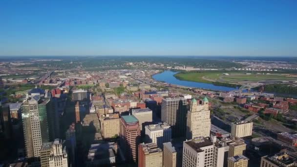 Kansas City Śródmieście Widok Powietrza Niesamowity Krajobraz Missouri — Wideo stockowe