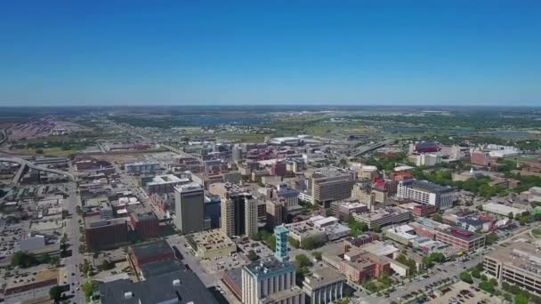 Lincoln Vista Aérea Nebraska Centro Ciudad Paisaje Increíble — Vídeo de stock