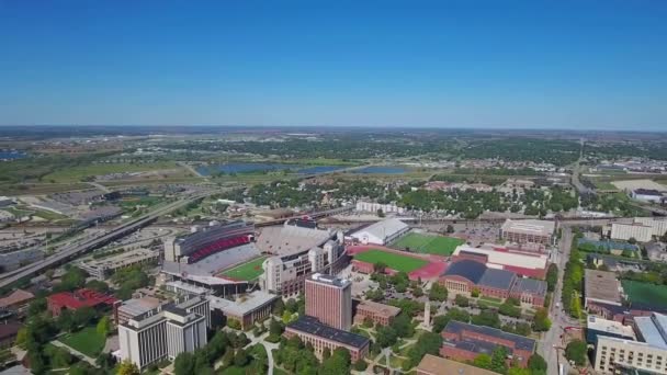 Lincoln Centro Ciudad Nebraska Paisaje Increíble Vista Aérea — Vídeo de stock