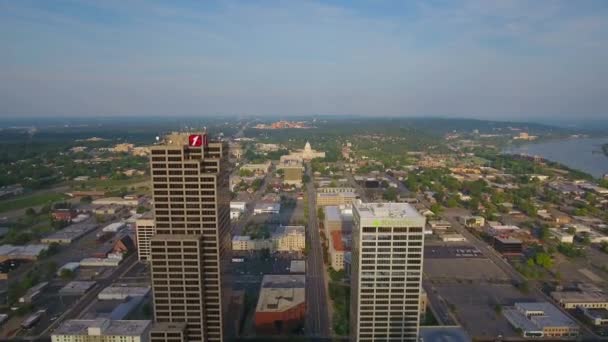 Little Rock Aerial View Downtown Arkansas Nanılmaz Manzara — Stok video