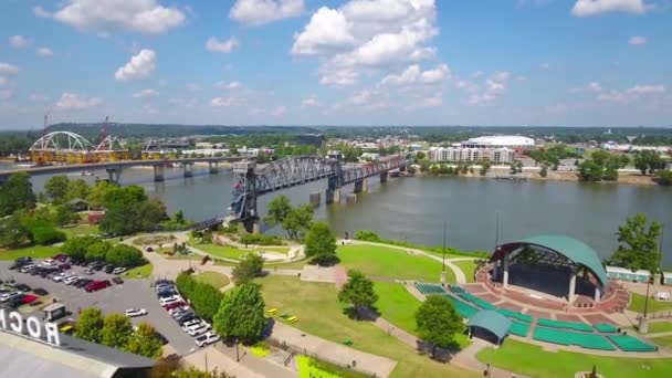 Little Rock River Market Arkansas Aerial View Arkansas River — Stock video