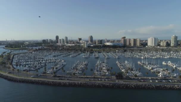 Long Beach Shoreline Marina Aerial View Kalifornia Los Angeles Folyó — Stock videók