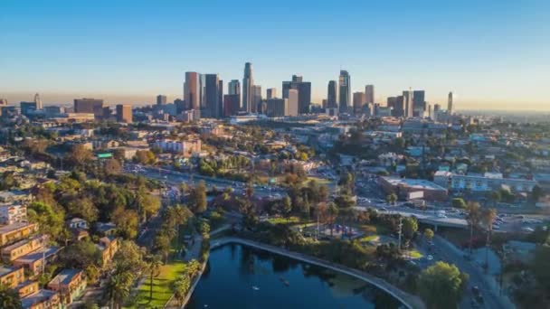 Los Angeles Aerial View Echo Park Time Lapse California — Stock video