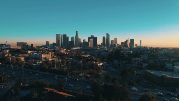 Západ Slunce Nad Los Angeles Letecký Pohled Úžasná Krajina Kalifornie — Stock video