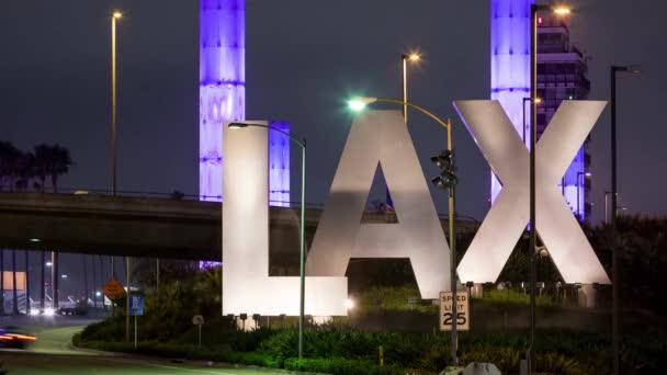 Los Ángeles Noche Time Lapse Lax Sign California — Vídeo de stock