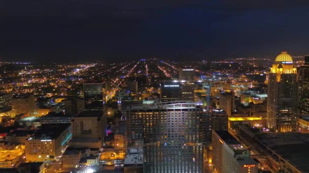 Louisville Éjjel Kentucky Aerial View City Lights Belváros — Stock videók