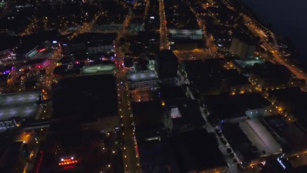 Memphis Bei Nacht Luftaufnahme Tennessee Stadtbeleuchtung Innenstadt — Stockvideo