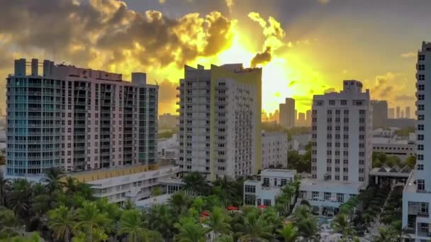 Evening Miami Downtown Aerial View City Lights Florida — стокове відео