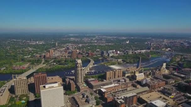 Minneapolis Minnesota Centro Vista Aérea Paisaje Asombroso — Vídeo de stock